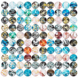 100pcs Glass Cabochons, Marble Pattern, Half Round/Dome, Mixed Color, 12mm