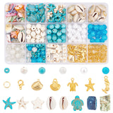 DIY Ocean Jewelry Making Finding Kit, Including Starfish & Turtle Synthetic Turquoise & Acrylic Bead, Natural Shell & Alloy & 304 Stainless Steel Pendant, Iron Jump Ring, Alloy Clasp, Mixed Color, 8mm, Hole: 1mm