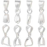 8Pcs 4 Style 925 Sterling Silver Pendant Bails, Ice Pick Pinch Bails, with 925 Stamp, Silver, 12~13mm, Hole: 3~4mm, Pin: 0.5~0.8mm, 2Pcs/style