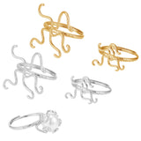 4Pcs 4 Style Adjustable Brass Ring Components, Twist Filigree Ring Settings, Mixed Color, US Size 7 3/4~8 1/2(18~18.5mm), Tray: 16~24.5x17~23mm, 1pc/style