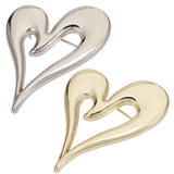 4Pcs 2 Colors Alloy Heart Brooch Pin, Badge for Backpack Clothes, Platinum & Light Gold, 40x31x7mm, Pin: 0.7mm, 2pcs/color