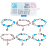 DIY Ocean Theme Stretch Bracelet Making Kit, Including Starfish & & Flower & Bicone & Shell Shape Alloy Beads & Charms, Glass Rondelle & Snowflake Obsidian Chip Beads, Mixed Color, 285Pcs/box