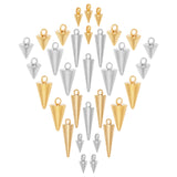 32Pcs 4 Size 2 Colors 304 Stainless Steel Pendants, Spike/Cone, Golden & Stainless Steel Color, 4pcs/color