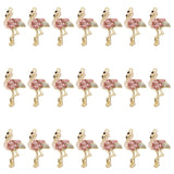 Alloy Enamel Pendants, with Rhinestone, Light Gold, Flamingo, Violet, 30x16x4mm, Hole: 1.4mm, 21pcs/box