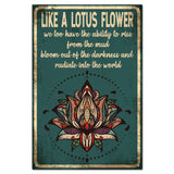 Vintage Metal Tin Sign, Iron Wall Decor for Bars, Restaurants, Cafe Pubs, Rectangle, Lotus Pattern, 300x200x0.5mm