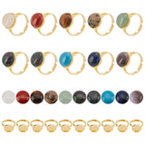 DIY Finger Ring Making Kit, Including Adjustable Brass Pad Ring Findings, Nautral & Synthetic Mixed Gemstone Cabochons, Golden, Settings: 20pcs/set