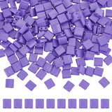 240Pcs 2-Hole Baking Paint Opaque Colours Glass Seed Beads, Rectangle, Medium Purple, 5x4.5~5.5x2~2.5mm, Hole: 0.5~0.8mm