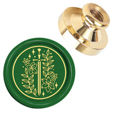 Golden Tone Wax Seal Brass Stamp Head, for Wax Seal Stamp, Flower, 25x14.5mm