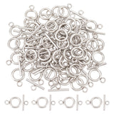 304 Stainless Steel Toggle Clasps, Ring, Stainless Steel Color, Ring: 16x12x2mm, Hole: 2.5mm, Bar: 18x7x2mm, Hole: 3mm, 50sets/box