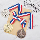 Zinc Alloy Football Medals, with Polyester Cord, Flat Round, Mixed Color, 37 inch(94cm), 3 colors, 4pcs/color, 12pcs/set