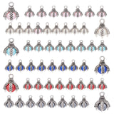 48Pcs 6 Color Tibetan Style Alloy Charms, ABS Plastic Imitation Pearl Beads, Cadmium Free & Lead Free, Claw, Mixed Color, 14x11x11mm, Hole: 2mm, 6pcs/color, 8 Color, 48pcs/box