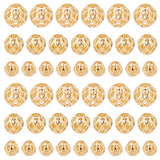 60Pcs 3 Style Brass Hollow Beads, Round, Golden, 4~8mm, 20pcs/style