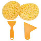2Pcs 2 Style DIY Plastic Scraper Tool, Ceiling Whitewash Scraper, and 2Pcs PU Sponge Brush, Orange, 10.2~12.3x5.7~10.2x0.2~6.8cm