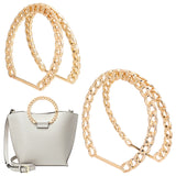 4Pcs 2 Style Zinc Alloy Bag Handles, Hemp Flowers Ring & Curb Chain Bag Handles, D-shaped, Goldenrod, 8.6~11.2x9.4~10.5cm, 2pcs/style