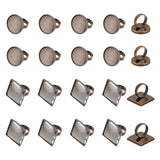 DIY Blank Dome Finger Ring Making Kit, Including Square & Flat Round Brass Ring Components, Glass Cabochons, Antique Bronze, 40Pcs/box