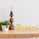 Wood & Acrylic Display Decorations, for Home Desktop Decorations, Word Blessed, 101x380x12.5mm