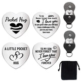 1 Set Friendship Theme Heart Double-Sided Engraved Stainless Steel Commemorative Decision Maker Coin, with 1Pc Velvet Cloth Drawstring Bags, Word, 25x25x2mm, 4pcs/set