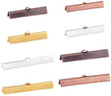 Rectangle Plating Iron Ribbon Crimp Ends, Mixed Color, 10.8x7.4x1.8cm, 80pcs/box