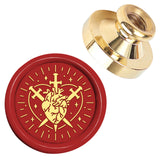 Golden Tone Wax Seal Brass Stamp Head, for Wax Seal Stamp, Heart, 25x14.5mm