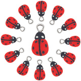 100Pcs Handmade Polymer Clay Charms, with Platinum Tone Iron Loop, Ladybug, Red, 14~15.5x7.5~8.5x4~5mm, Hole: 1.8mm