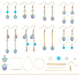 DIY Flower Earring Making Kits, Including Glass Pearl & Imitation Jade Glass Beads, Handmade Natural Real Flower Dried Flower Pendants, Brass Earring Hooks & Links, Alloy Links, Golden
