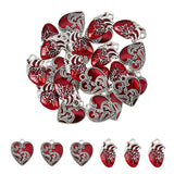 24Pcs 2 Style Alloy Enamel Pendants, Heart Charm, Antique Silver & Silver, 24~25x16~20x2~4mm, Hole: 2.2~2.5mm, 12pcs/style