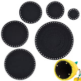 10 Sets 5 Style Flat Round Felt Fabric, for DIY Crafts Sewing Accessories, Black, 10~30x0.3cm, Hole: 6mm, 5pcs/set, 2 sets/style