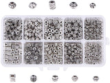 Tibetan Style Alloy Spacer Beads, Mixed Shapes, Antique Silver, Boxes: 13.5x7x3cm, 500pcs/box