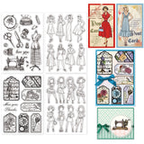 4 Sheets 4 Styles PVC Plastic Clear Stamps, for DIY Scrapbooking, Photo Album Decorative, Cards Making, Stamp Sheets, Mixed Shapes, 16x11x0.3cm, 1 sheet/style