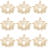 10Pcs 201 Stainless Steel Pendants, Lotus, Real 18K Gold Plated, 22x24.5x1.5mm, Hole: 1.5mm