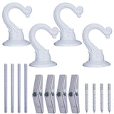 Alloy Chandelier Lighting Hooks, Embossed Ceilling Hook Hanger, with Screws, White, 56.5x40.5x38mm