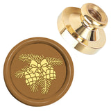 Autumn Theme Golden Tone Brass Head, for Wax Seal Stamp DIY Scrapbooking, Pine Cone, 14.5mm, Inner Diameter: 25mm