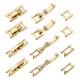 20 Sets 2 Styles Eco-Friendly Brass Watch Band Clasps, Long-Lasting Plated, Lead Free & Cadmium Free, Real 24K Gold Plated, 15~16x3.5~6.5x4mm, 10 sets/style