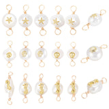 36Pcs 3 Styles Grade AA Natural Cultured Freshwater Pearl Connector Charms with Golden Tone Alloy Slices, Two Sides Polished, with Copper Wire Double Loops, Mixed Patterns, 20~21x8~9x6~8mm, Hole: 2.5mm, 12pcs/style