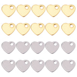 120Pcs 2 Colors 201 Stainless Steel Charms, Stamping Blank Tag, Heart, Golden & Stainless Steel Color, 5x6x1mm, Hole: 1mm, 60pcs/color