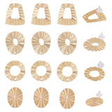 16Pcs 4 Style Donut & Flat Round & Trapezoid Brass Stud Earring Findings, with Vertical Loops & 30Pcs Plastic Ear Nuts, Real 18K Gold Plated, 17x21.5x13~19mm, Hole: 1.2~2mm, Pin: 0.7~0.8mm, 4Pcs/style