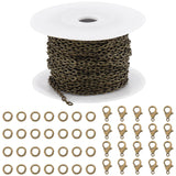 DIY Chain Bracelet Necklace Making Kit, Including Iron Textured Cable Chains, Alloy Clasps, Brass Jump Rings, Antique Bronze, Chain: 10M/bag