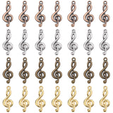 80Pcs 4 Colors Tibetan Style Alloy Treble Clef Pendants, Cadmium Free & Nickel Free & Lead Free, Musical Note, Mixed Color, 26x10x2mm, Hole: 2mm, 20pcs/color