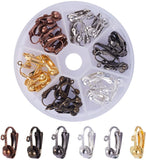 36Pcs Brass Clip-on Earring Findings, Size 17x14x7mm in a Box for Non-pierced Ears 6 Mixed Color