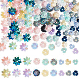 150Pcs 3 Style Opaque Resin Bead Caps, AB Color Plated, Flower, Mixed Color, 6~9.5x6.5~9.5x2.5mm, Hole: 1mm, 50pcs/style