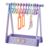 Opaque Acrylic Earring Display Stands, Clothes Hanger Shaped Earring Organizer Holder with 12Pcs Colorful Hangers, Lilac, Finish Product: 13.5x8.2x15.5cm