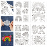 4 Sheets 11.6x8.2 Inch Stick and Stitch Embroidery Patterns, Non-woven Fabrics Water Soluble Embroidery Stabilizers, Rainbow, 297x210mmm