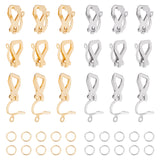 20Pcs 2 Color 304 Stainless Steel Clip-on Earring Findings, with 40Pcs Open Jump Rings, Golden & Stainless Steel Color, 12x6x8.5mm, Hole: 1mm, 10Pcs/color