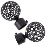 Iron Round Cage Curtain Rod Finials, with Screws, Curtain Rod Tip Ornament, Black, 88x59mm, Hole: 29mm