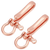 2Pcs Brass Shackle Clasps with Brass S Hook Clasps, Car Keychain for Men Wallet Chain Accessory, Rose Gold, 65x25x15mm, Hole: 3mm