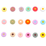 18Pcs 18 Colors Food Grade Eco-Friendly Silicone Beads, Chewing Beads For Teethers, DIY Nursing Necklaces Making, Daisy, Mixed Color, 19.5x7.5mm, Hole: 2mm, 1pc/color