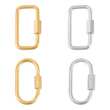 4Pcs 4 Styles Ion Plating(IP) 304 Stainless Steel Screw Carabiner Lock Charms, for Necklaces Making, Oval & Rectangle, Golden & Stainless Steel Color, 25.5~26x14~14x4mm, Screw: 7~8x4~4.5mm, 1pc/style