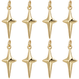 10Pcs Brass Pendants, with Jump Rings, Nickel Free, Star, Real 18K Gold Plated, 23x10.5x4mm, Hole: 3mm