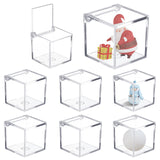 Square Transparent Plastic Candy Storage Case, Food Grade Snack Box with Hinged Lid, Clear, 5.85x5.85x5.85cm, Inner Diameter: 5.25cm