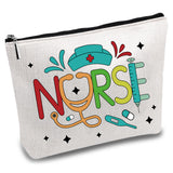 Polycotton Custom Canvas Stroage Bags,  Metal Zipper Pouches, Rectangle with Word Nurse, Word, 18x25cm